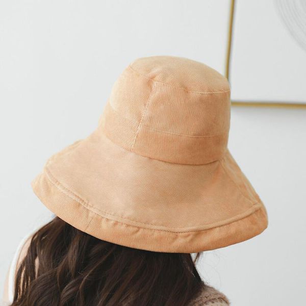 

bingyuanhaoxuan corduroy flat hats for women chapeau bucket hat solid fisherman caps outdoor sun protective beach hats, Blue;gray