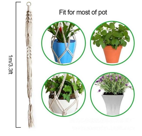 Appendini per piante Porta vasi in corda Macrame Vaso da fiori per interni Cestino Corda di sollevamento Fioriera sospesa a muro Cesto sospeso Porta piante spedizione veloce