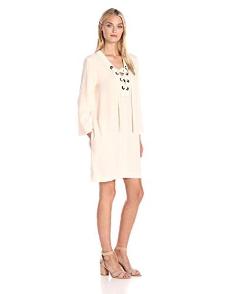 

bcbgmax azria women's tonya lace up placket dress, Black;gray