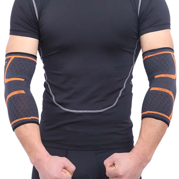 

1 pair compressionelbow support sleeve elbow brace protector workouts weightlifting arthritis fitness running cycling knee pads, Black;gray