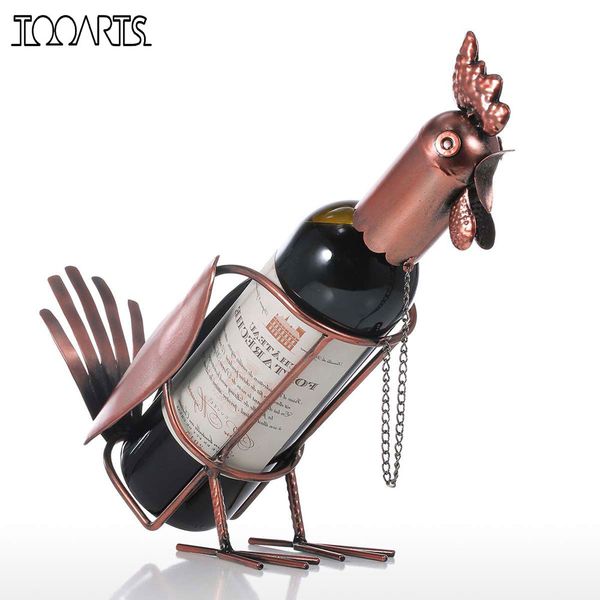 

tablewine racks tooarts rack metal modern rooster holder figurines whisky bottle home decoration accessories