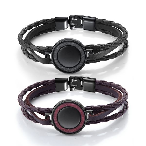 

pu leather bracelets for men multi-layer knit medallion hip-pop punk hand chain mens jewelry for boys gifts, Golden;silver