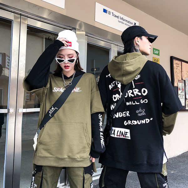 

hoodies lovers sweater 2019 brand high street english printing spelling colour sleeve leave two paper sweaterhoodie hoodie, Blue;black