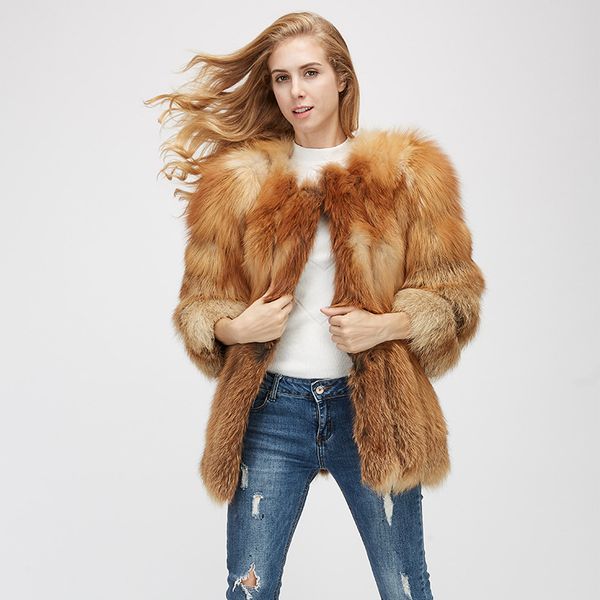 

women's fur & faux the whole winter skin red nature coat female in long bar silver women, Black