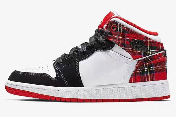 

new new arrival jumpman 1 mid christmas red sports kids basketball shoes for qaulitys womens trainers 1s casual sports sneakers, Black