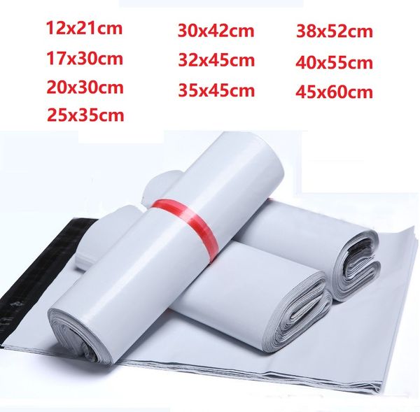 

1000pcs lot new plastic poly selfseal self adhesive express shipping bag white courier mailing envelope courier post postal mailer bags