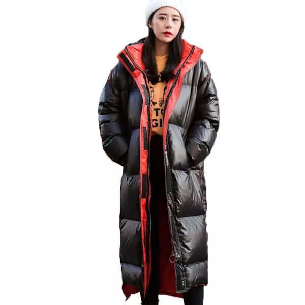 

long winter jacket woman quilted coat long 2020 bright cotton parka female plus size loose zipper thick warm outwear korean, Black