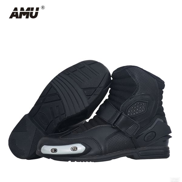

amu motorcycle boots leather motocross men moto riding boots shoes motorcycle protection breathable botas moto motorbike