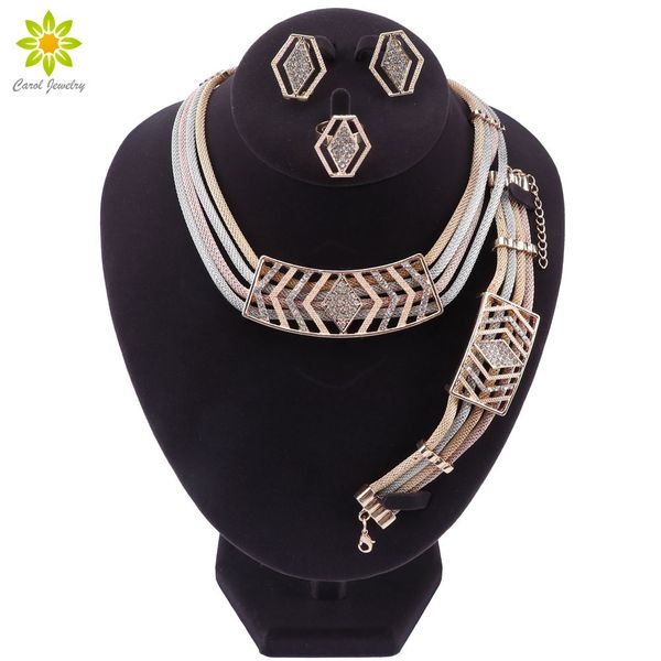 

exquisite dubai gold/silver rose color necklace earrings set luxury nigerian woman wedding fashion african beads jewelry set, Slivery;golden