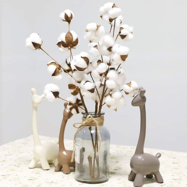 

party artificial flower naturally dried cotton stems farmhouse artificial filler floral stamen wire stem wedding home decoration