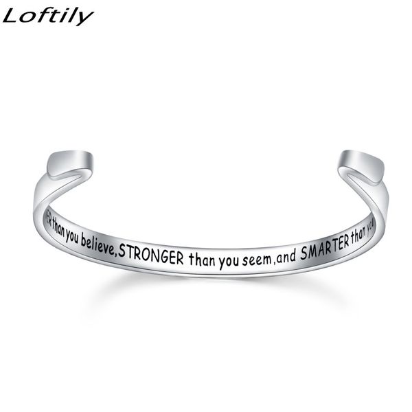 

6mm letters bracelet cuff open stainless steel inspirational encouragement bangles for women family birthday daily gift jewelry, Black