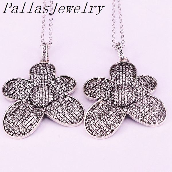 

3pcs antique silver color cz micro pave flower big pendant,cubic zirconia paved flower charm pendant necklace fashion jewelry