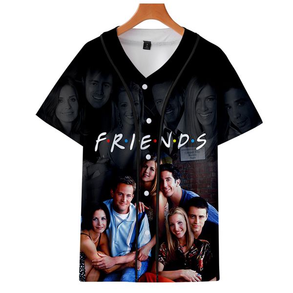 

men's friends shirt 3d printed short sleeve button shirts blouse friends clothing camisas masculina basic casual, White;black