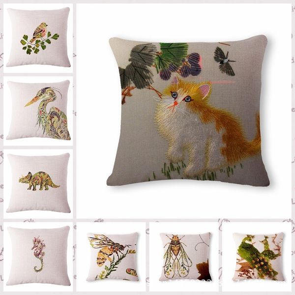 

lovely interesting animal green leaf cotton flax pillow back cushion