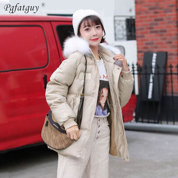 

winter jackets women coats 2018 big fur short bread jacket women zipper down cotton padded parkas warm casual oversized overcoat, Black