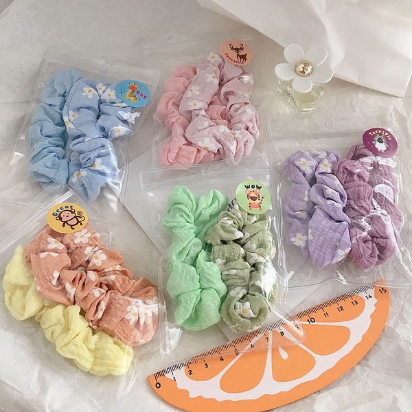 

korea style new sweet cute simple girl hair ropes fabric printing cartoon hair ties for fashion children accessories, Slivery;white