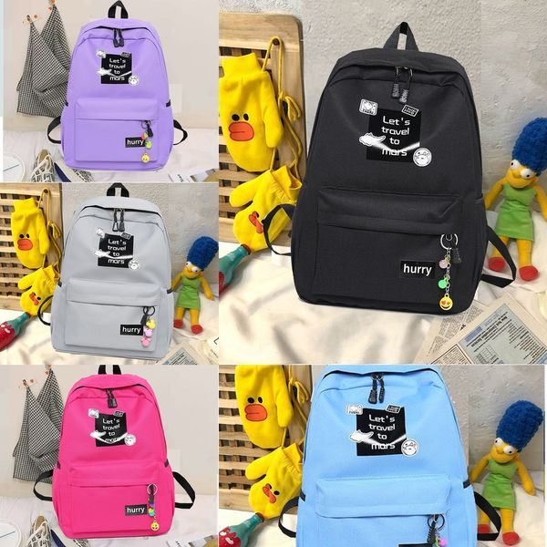 

cabkg backpack male and female students junior high school and high school hipster schoolbag backpack bag cute solid color large capacity sc