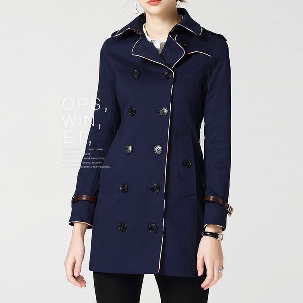 

trench coat women spring autumn belt double-breasted windbreaker female lengthen coat new fashion khaki trench, Tan;black