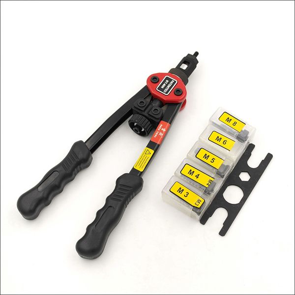 

manual pull rivet nut gun hand riveter riveting tools bt-606 with nut dies m3,m4,m5,m6,m8 professional plastic box