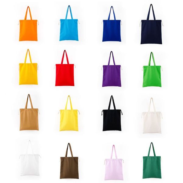 

large canvas shoulder bag drawstring casual tote shopping handbag