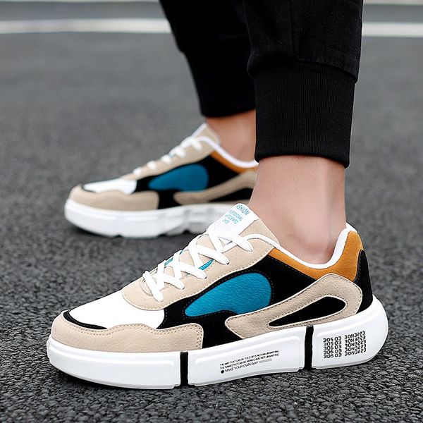 

low men's shoes cool mixed colors youth trend spring and autumn new style versatile casual shoes lace-up youth student's sho, Black