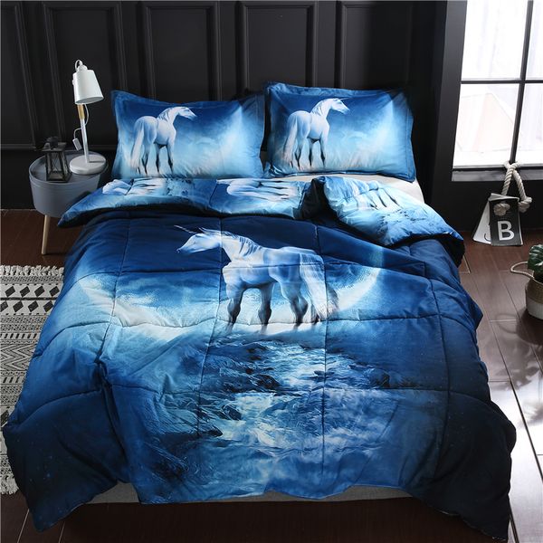 

galaxy unicorn 3d printed comforter set 1pc comforters and 2pcs pillow sham