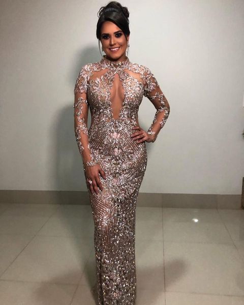 

2020 arabic aso ebi luxurious sparkly evening dresses lace beaded sheath prom dresses vintage formal party second reception gowns zj505, Black;red