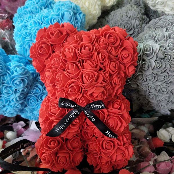 

25cm bear valentines day flower artificial red bear gifts gift rose decoration christmas teddy women valentines gift awrgl