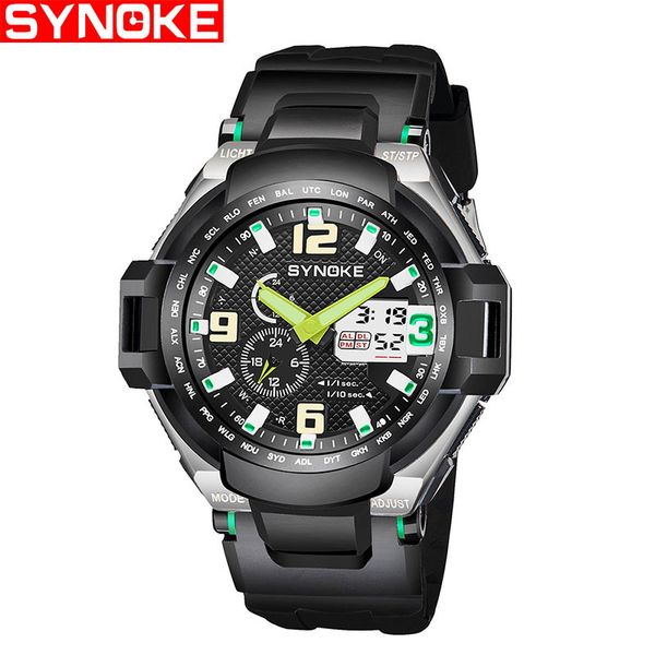 

men waterproof watch double movement sports electronic wrist swim watches fashion digital wristwatches, Slivery;brown