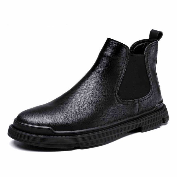 

england fashion men boots cowboy genuine leather shoes slip on ankle boot zapatos de hombre botas masculina botines man, Black