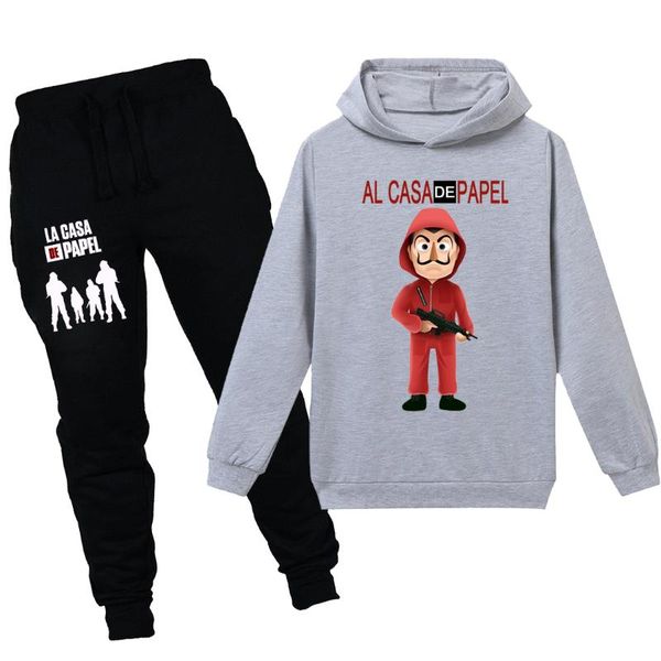 

toddler girls clothing sets house of paper money heist la casa de papel hoodies boys sweatshirt baby kid cotton 12 14 years, White