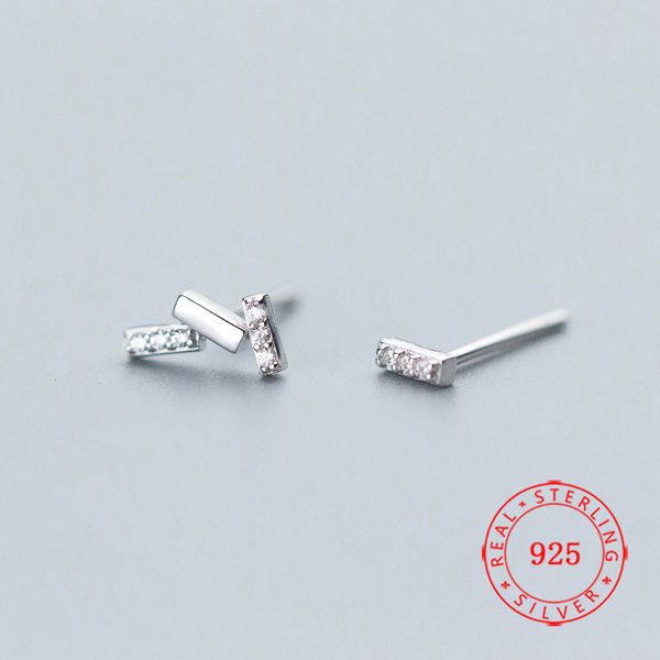 

selling small item good quality 925 sterling silver asymmetric stud earrings mini cubic zircon ear stud earrings goods from china, Golden;silver