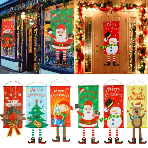 

merry christmas ornament santa banner flag door window hanging xmas decor