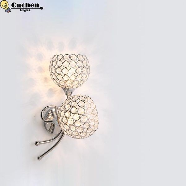 

современный скандинавский кристалл серебристый настенный светильник свет на стене бра изголовье кровати кухня магазин ателье фойе офис гости