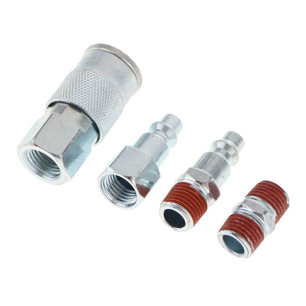 

4 pieces air line hose compressor fitting connectors quick release 1/4'' npt