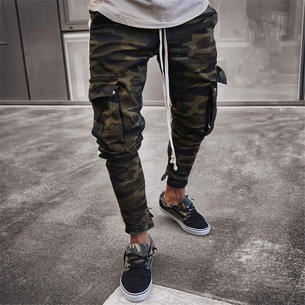 

mens pants army green camouflage slim long pants patchwork casual jeans men pocket cargo denim pants streetwear, Blue