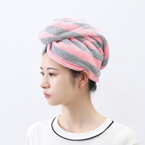 

hair towel for dry shower cap wrap bathing microfiber turban head quickly dry towel strong water absorbing supplies #2f