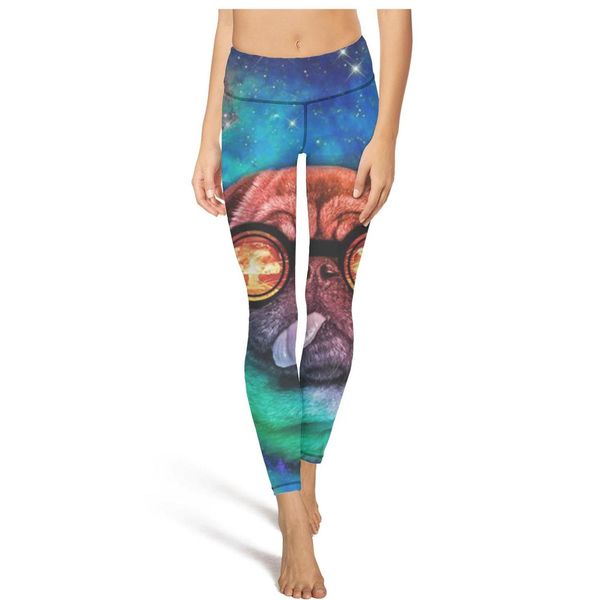 

красочные очки мопс в galaxyfashion дамы ретро йога брюки нет ноги свободный tight подходит для фитнеса галактики мопса щенки пропустить кос, Black
