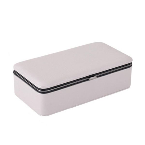 

necklace stud deskhome jewelry box portable storage earrings travel pu leather ring makeup mirror display organizer, Pink;blue