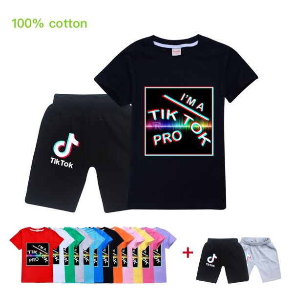 

детский конструктор одежды малышей девочки 2pcs одежда наборы короткий рукав футболки + шорты 100% хлопок tik tok печать лето tracksuit подр, White