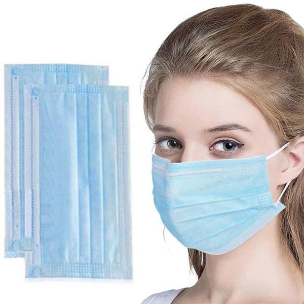 

на складе 50 1pcs синего faceadult роты маска упругого ушной хвастун 3 слоя дышащего non woven dust pretective маска