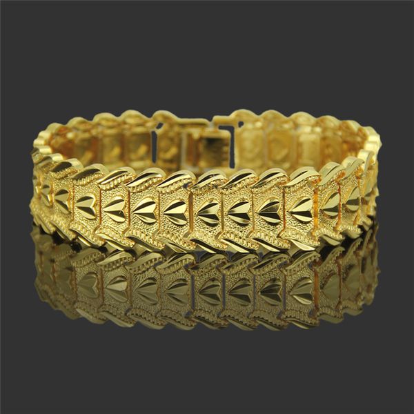 

1.7cm punk hip hop funky men thick bracelet cuban links chains never fade gold color luxury alloy bracelet 8inch ing, Silver