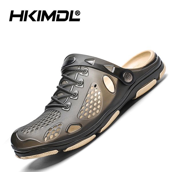 

hkimdl 2019 new summer jelly shoes men beach sandals hollow slippers men flip flops light sandalias outdoor summer chanclas, Black