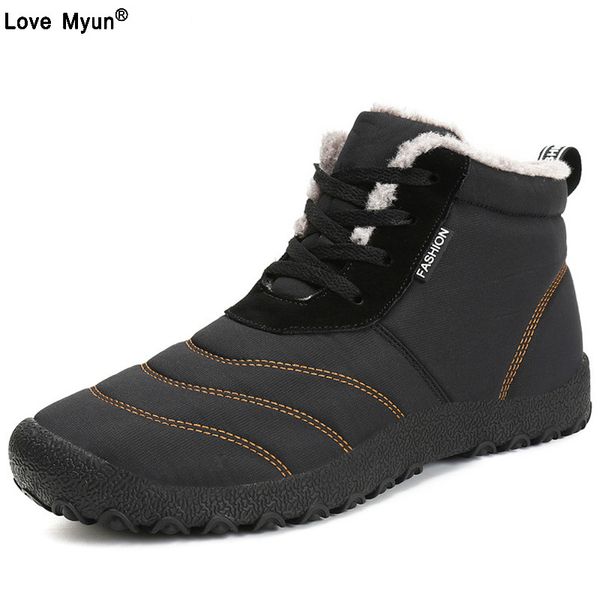 

warm winter ankle snow boots plush cotton men boots fur high men shoes fashion male botas plus size 45 46 856, Black