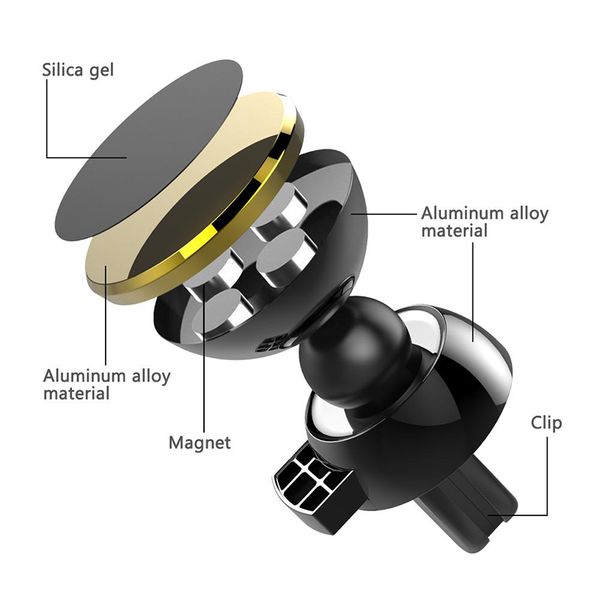 Wholes Strong Magnetic Car Holder Air Vent Bracket Universal Mobile Phone GPS 360 Degree Rotation Mount K260313