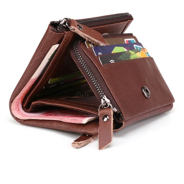 

winsun men wallets genuine leather wallets for credit card holder coin purse zipper&hasp trifold wallet rfid portomonee male, Red;black