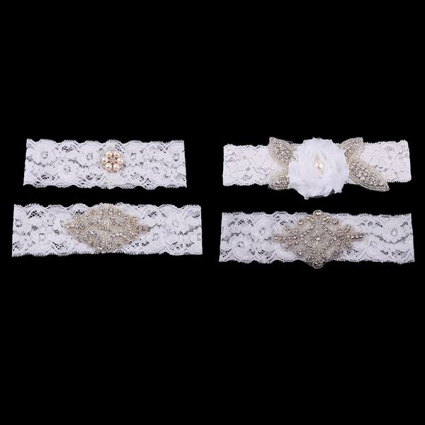 

4pcs wedding bridal white lace garter set keepsake & toss party accessories