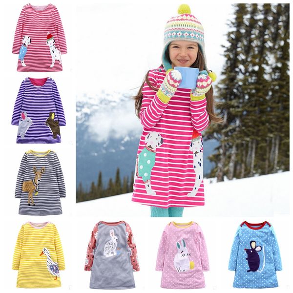 Baby Mädchen Kleidung Kaninchen Applizierte Prinzessin Kleider Cartoon Kinder Kleid Langarm Kinder Kleider Frühling Kleidung 8 Designs 20 stücke DHW2008