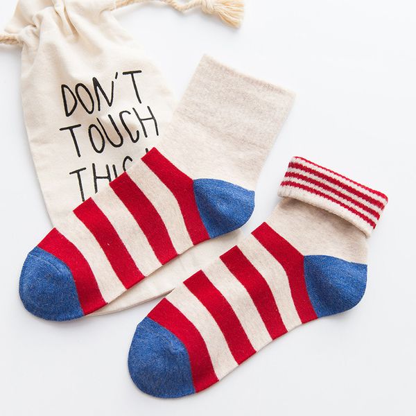 

1 pair new winter autumn wear cute candy colors striped cotton casual women girls warm short socks comfortable female socks, Black;white