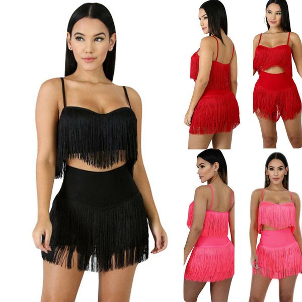 

ladies women summer camis crop sleeveless v-neck tassels shorts clothes set beach holiday solid sets 2pcs, White
